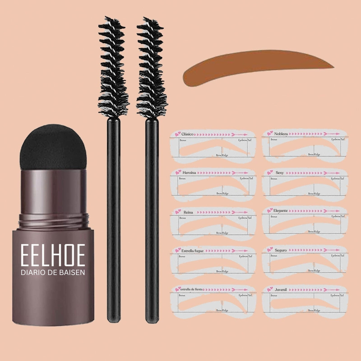 1+1 GRATIS | Sello para cejas + 10 plantillas y 2 pinceles para cejas