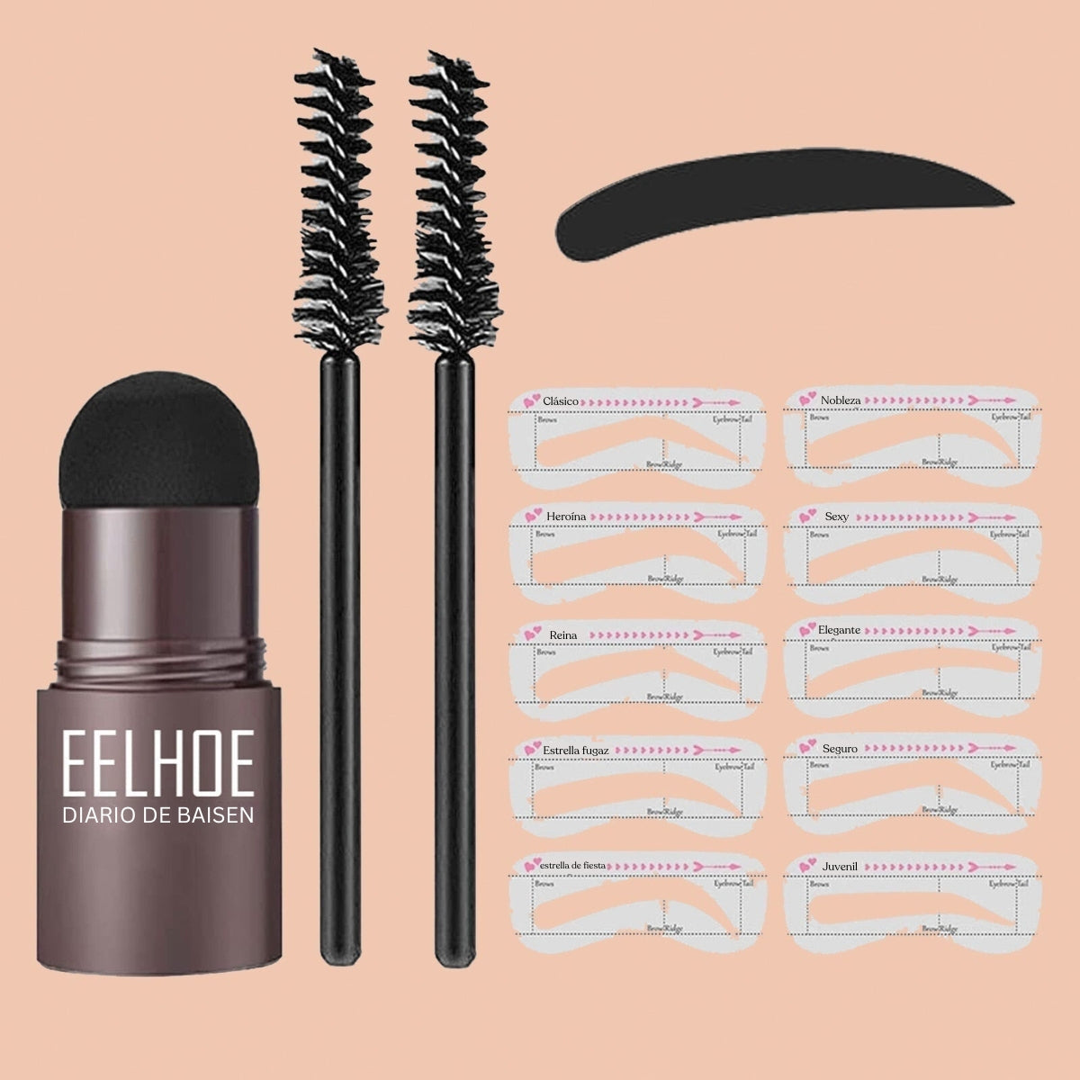 1+1 GRATIS | Sello para cejas + 10 plantillas y 2 pinceles para cejas